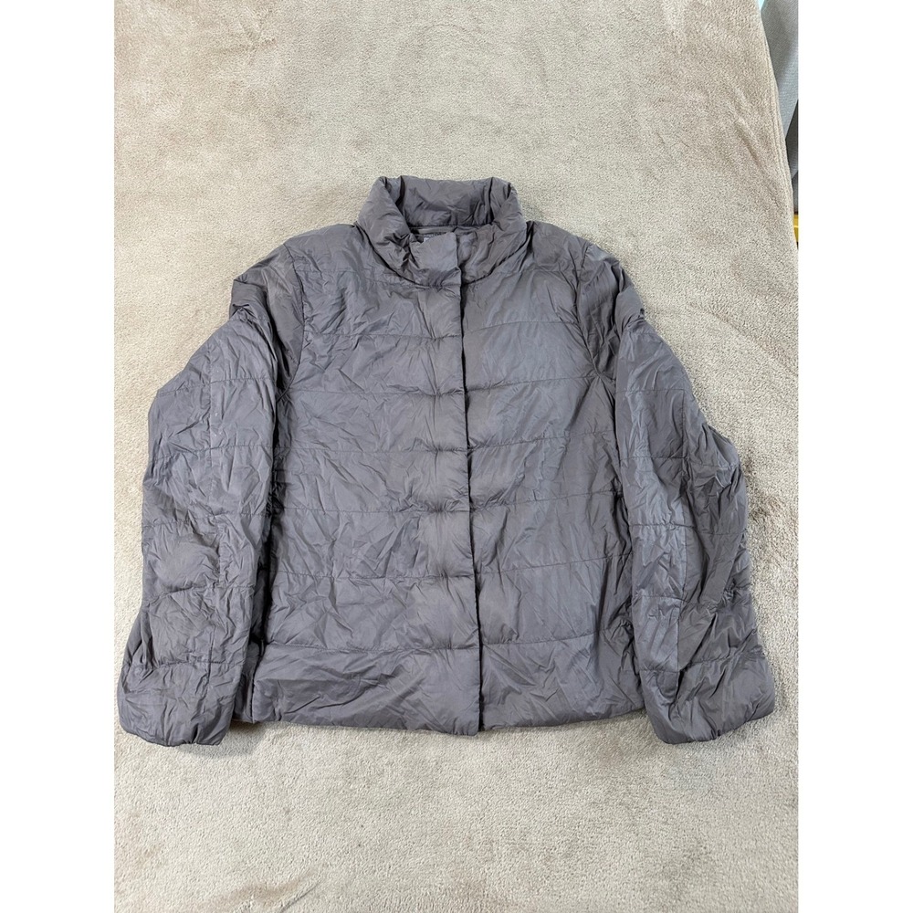 Uniqlo Ultra Light Down Jacket‎ Womens size Large Gray Taupe Puffer Packable